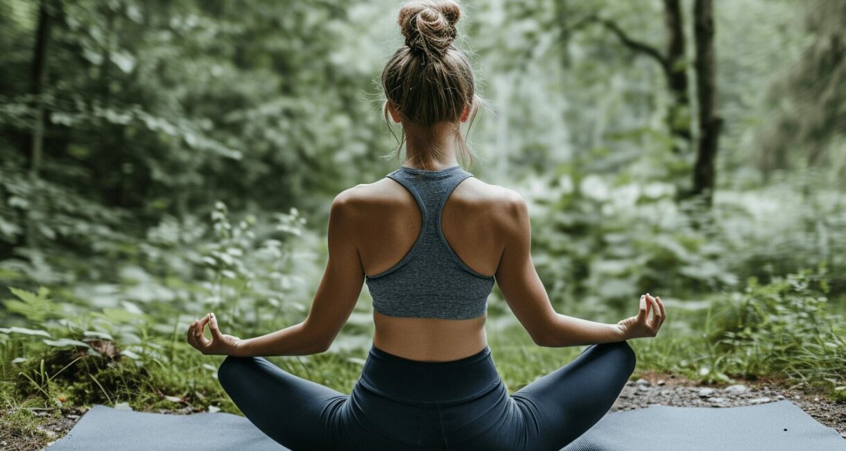 5 Amazing Self-Care Secrets Every Teacher Needs Now - a teacher sitting cross-legged on a yoga mat