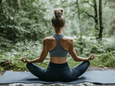 5 Amazing Self-Care Secrets Every Teacher Needs Now - a teacher sitting cross-legged on a yoga mat